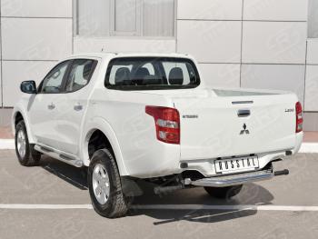 24 999 р. Защита заднего бампера (труба d63 с листом) SLITKOFF  Mitsubishi L200  5 KK,KL (2015-2019) дорестайлинг (Лист алюминий/профиль нержавейка)  с доставкой в г. Таганрог. Увеличить фотографию 3