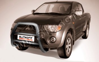 Защита переднего бампера Slitkoff (Ø76 мм, кенгурятник) Mitsubishi (Митсубиси) L200 (л)  4 (2006-2014) 4  дорестайлинг