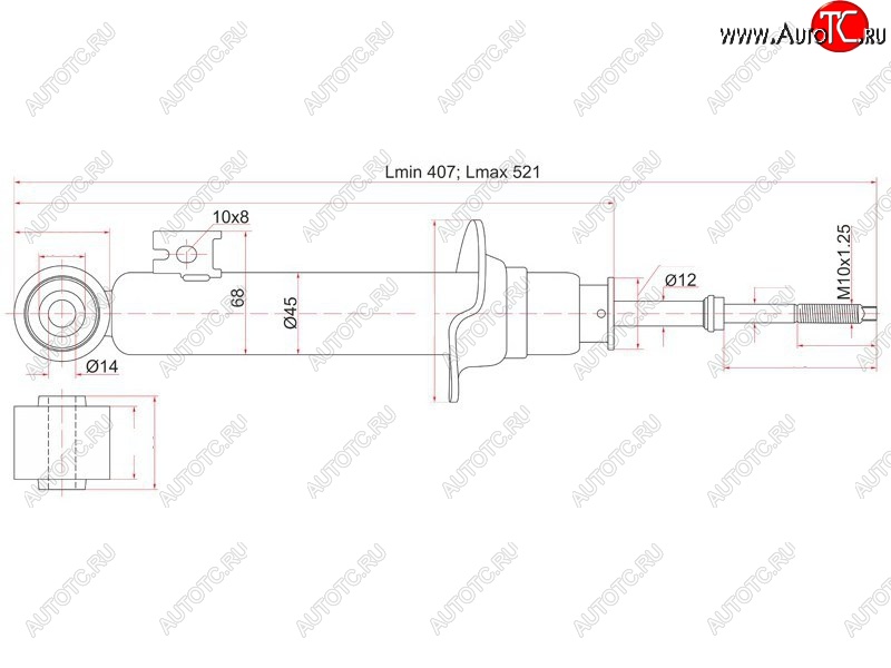 2 379 р. Амортизатор передний LH=RH SAT Mitsubishi L200 4  дорестайлинг (2006-2014)  с доставкой в г. Таганрог