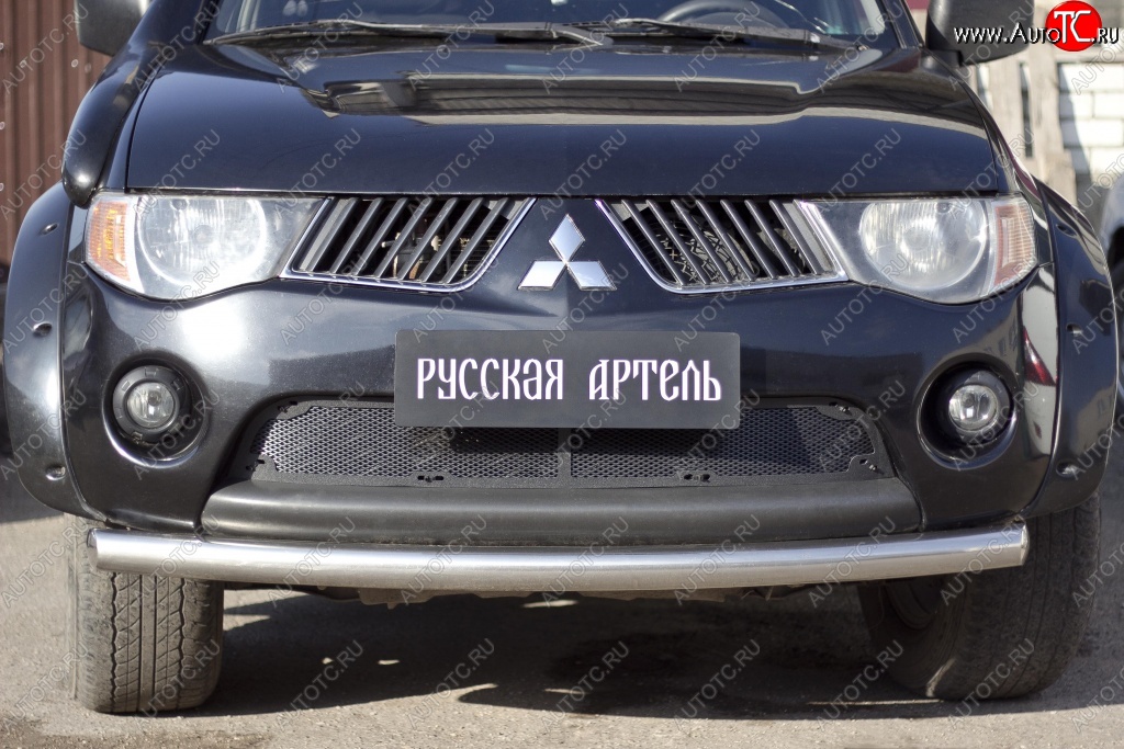 2 499 р. Защитная сетка решетки переднего бампера РА  Mitsubishi L200  4 (2006-2014)  дорестайлинг  с доставкой в г. Таганрог