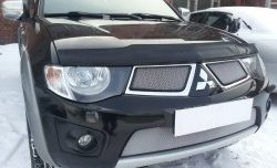 1 539 р. Нижняя сетка на бампер Russtal (хром) Mitsubishi L200 4  дорестайлинг (2006-2014)  с доставкой в г. Таганрог. Увеличить фотографию 3