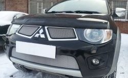 1 589 р. Сетка в решетку радиатора Russtal  Mitsubishi L200  4 - Pajero Sport  PB (хром)  с доставкой в г. Таганрог. Увеличить фотографию 3