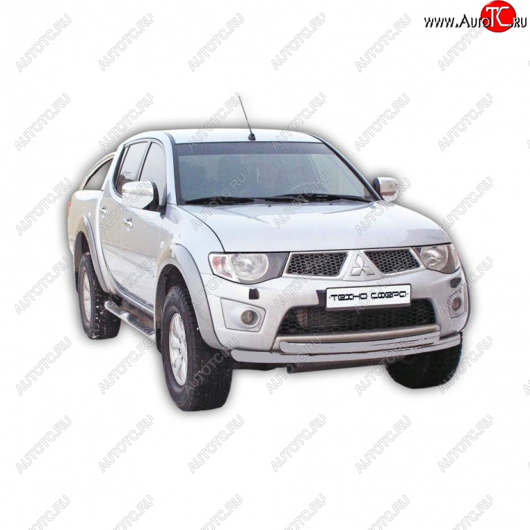 10 599 р. Защита переднего бампера ТехноСфера (Техно Сфера)  Mitsubishi L200  4 (2006-2014)  дорестайлинг (Серебристый)  с доставкой в г. Таганрог