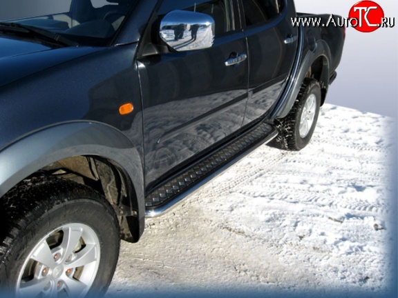 15 349 р. Широкая защита порогов с трубой диаметром 57 мм Slitkoff Mitsubishi L200 4  дорестайлинг (2006-2014)  с доставкой в г. Таганрог