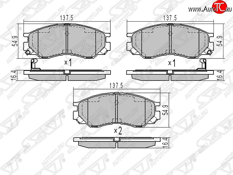 1 369 р. Колодки тормозные SAT (передние)  Mitsubishi L200 ( 4,  5 KK,KL) (2006-2022)  дорестайлинг, рестайлинг  с доставкой в г. Таганрог