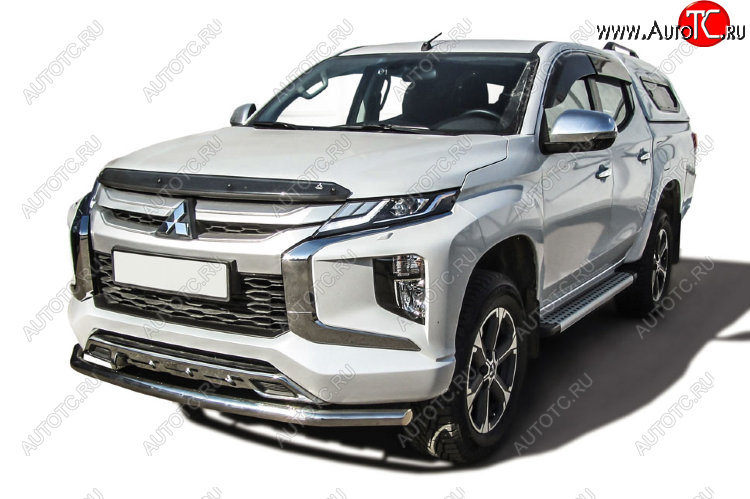 16 449 р. Защита переднего бампера Slitkoff (Ø 57 мм).  Mitsubishi L200  5 KK,KL (2018-2022) рестайлинг (Нержавеющая сталь)  с доставкой в г. Таганрог