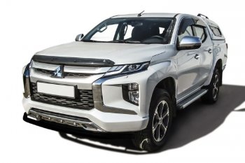 10 399 р. Защита переднего бампера Slitkoff (Ø 57 мм).  Mitsubishi L200  5 KK,KL (2018-2022) рестайлинг (Сталь с полимерным покрытием. Цвет: черный)  с доставкой в г. Таганрог. Увеличить фотографию 1