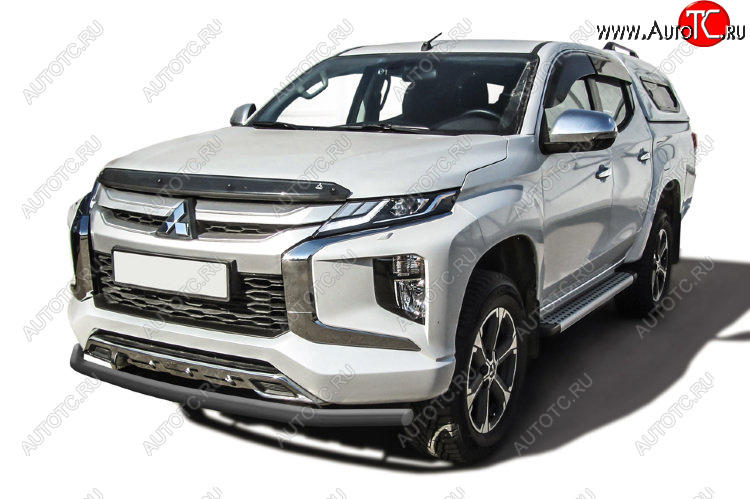 11 499 р. Защита переднего бампера Slitkoff (Ø 57 мм)  Mitsubishi L200  5 KK,KL (2018-2022) рестайлинг (Сталь с полимерным покрытием. Цвет: серебристый)  с доставкой в г. Таганрог