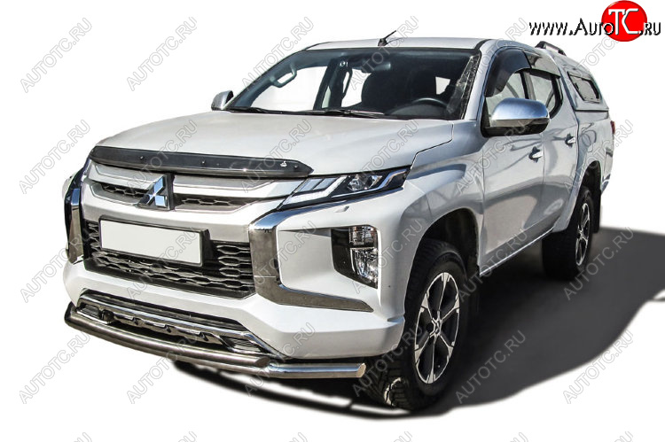 17 899 р. Защита переднего бампера Slitkoff (Ø 57+Ø 42, двойная).  Mitsubishi L200  5 KK,KL (2018-2022) рестайлинг (Нержавеющая сталь)  с доставкой в г. Таганрог