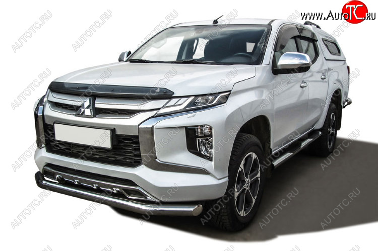 19 299 р. Защита переднего бампера Slitkoff (Ø 76 мм)  Mitsubishi L200  5 KK,KL (2018-2022) рестайлинг (Нержавеющая сталь)  с доставкой в г. Таганрог