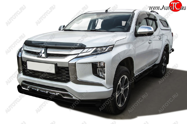 13 299 р. Защита переднего бампера Slitkoff (Ø 76 мм)  Mitsubishi L200  5 KK,KL (2018-2022) рестайлинг (Сталь с полимерным покрытием. Цвет: черный)  с доставкой в г. Таганрог