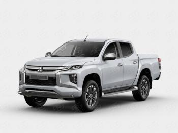 12 949 р. Защита переднего бампера SLITKOFF (Ø63 мм)  Mitsubishi L200  5 KK,KL (2018-2022) рестайлинг (порошковая окраска в цвет черный муар)  с доставкой в г. Таганрог. Увеличить фотографию 1