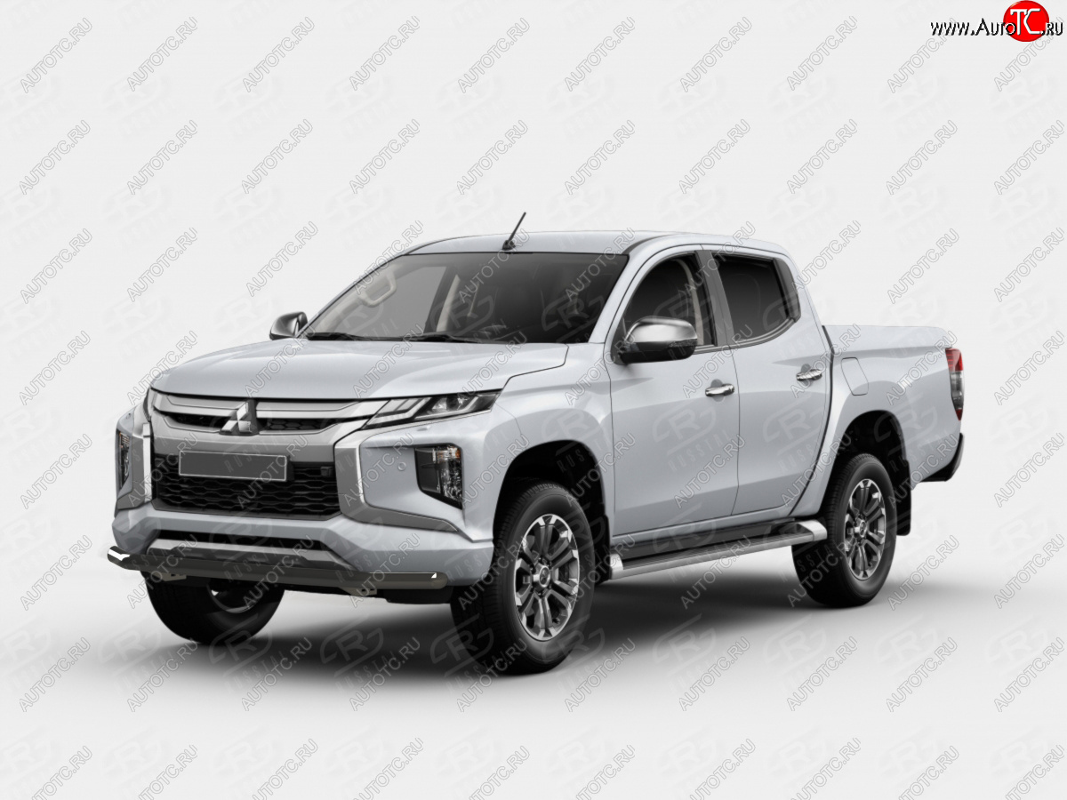 12 949 р. Защита переднего бампера SLITKOFF (Ø63 мм)  Mitsubishi L200  5 KK,KL (2018-2022) рестайлинг (порошковая окраска в цвет черный муар)  с доставкой в г. Таганрог