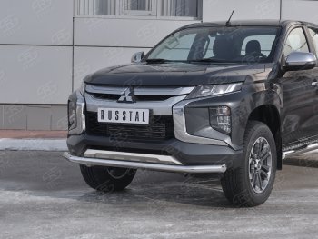 20 649 р. Защита переднего бампера (Ø 63 мм, нержавейка) SLITKOFF  Mitsubishi L200  5 KK,KL (2018-2022) рестайлинг  с доставкой в г. Таганрог. Увеличить фотографию 2