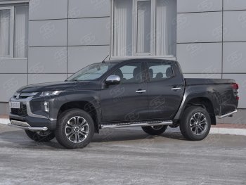 20 649 р. Защита переднего бампера (Ø 63 мм, нержавейка) SLITKOFF  Mitsubishi L200  5 KK,KL (2018-2022) рестайлинг  с доставкой в г. Таганрог. Увеличить фотографию 3