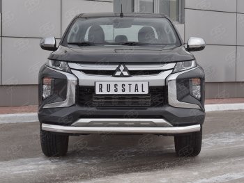 Защита переднего бампера (Ø 76 мм, нержавейка) SLITKOFF Mitsubishi (Митсубиси) L200 (л)  5 KK,KL (2018-2022) 5 KK,KL рестайлинг