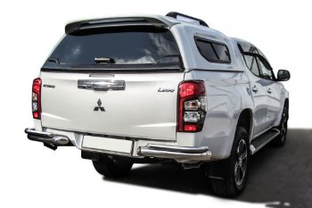 16 999 р. Защита заднего бампера Slitkoff (Ø 76+Ø 42, без бампера)  Mitsubishi L200  5 KK,KL (2018-2022) рестайлинг (Нержавеющая сталь)  с доставкой в г. Таганрог. Увеличить фотографию 1