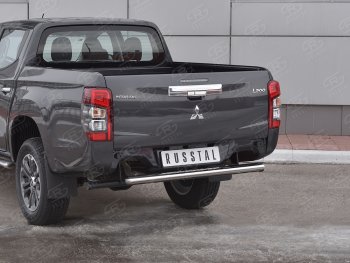 27 699 р. Защита заднего бампера (Ø120x60 мм с проступью, нержавейка) SLITKOFF  Mitsubishi L200  5 KK,KL (2018-2022) рестайлинг  с доставкой в г. Таганрог. Увеличить фотографию 2