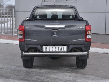 19 999 р. Защита заднего бампера (Ø63 мм, нержавейка) RUSSTAL  Mitsubishi L200  5 KK,KL (2018-2022) рестайлинг  с доставкой в г. Таганрог. Увеличить фотографию 1