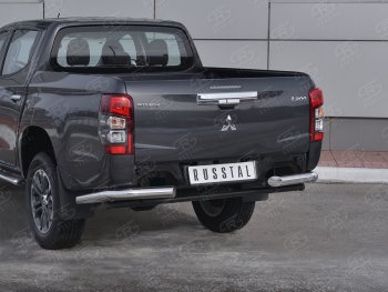 16 599 р. Защита заднего бампера (Ø76 мм уголки, нержавейка) SLITKOFF  Mitsubishi L200  5 KK,KL (2018-2022) рестайлинг  с доставкой в г. Таганрог. Увеличить фотографию 3