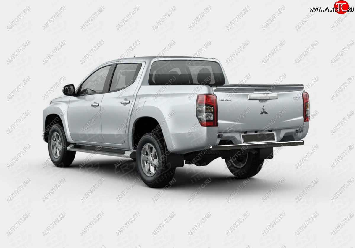 12 949 р. Защита заднего бампера (Ø57 мм) SLITKOFF  Mitsubishi L200  5 KK,KL (2018-2022) рестайлинг (нержавейка с полимерным покрытием, черный)  с доставкой в г. Таганрог