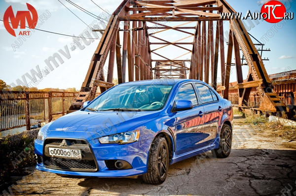 6 599 р. Накладки порогов EVO Mitsubishi Lancer 10 седан рестайлинг (2011-2017) (Неокрашенные)  с доставкой в г. Таганрог