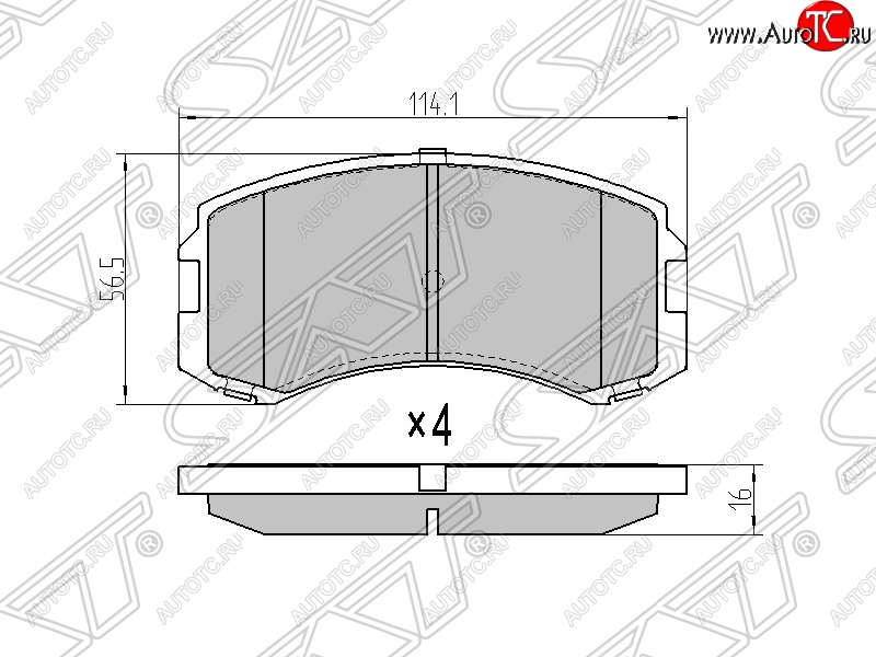 1 289 р. Колодки тормозные SAT (передние)  Mitsubishi Lancer Cedia  9 (2000-2003) CS универсал  с доставкой в г. Таганрог