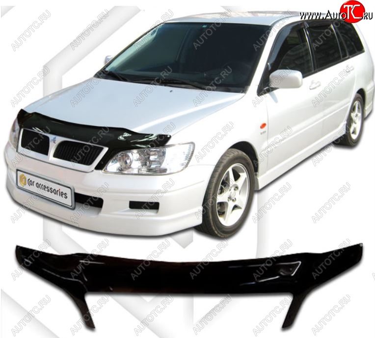 2 399 р. Дефлектор капота CA-Plastiс exclusive  Mitsubishi Lancer  9 (2003-2005) 1-ый рестайлинг универсал (Classic черный, Без надписи)  с доставкой в г. Таганрог