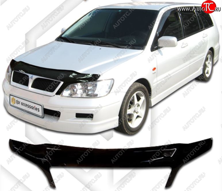 2 399 р. Дефлектор капота CA-Plastiс exclusive  Mitsubishi Lancer Cedia  9 (2000-2003) CS универсал (Classic черный, Без надписи)  с доставкой в г. Таганрог