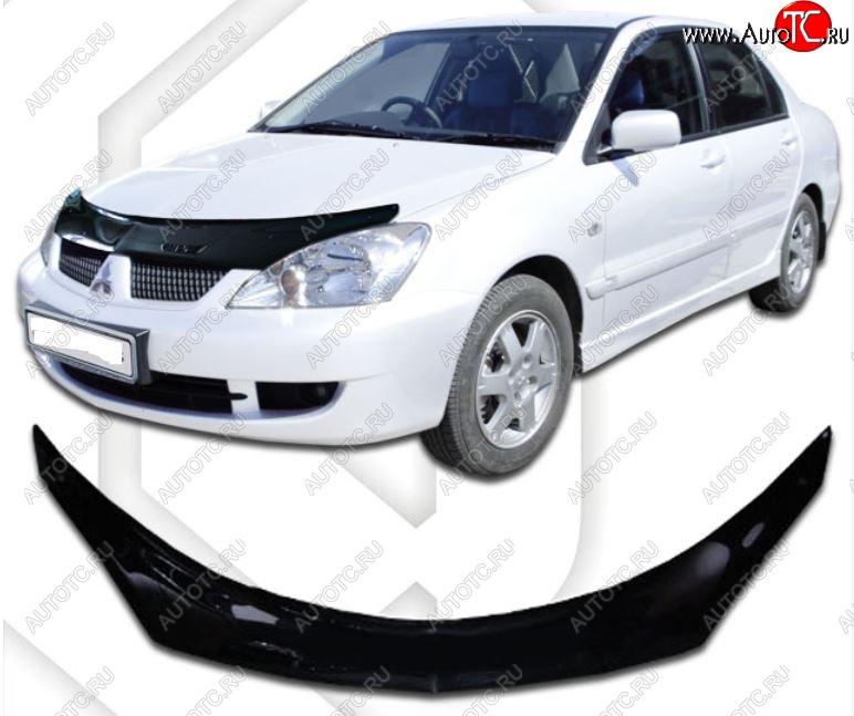 2 199 р. Дефлектор капота CA-Plastiс exclusive  Mitsubishi Lancer  9 (2005-2009) 2-ой рестайлинг седан, 2-ой рестайлинг универсал (Classic черный, Без надписи)  с доставкой в г. Таганрог