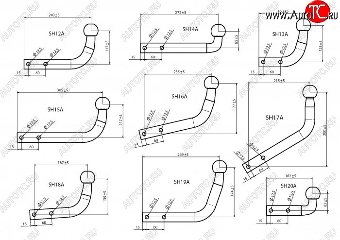 1 039 р. Шар фаркопа Лидер Плюс + тип А Hyundai Trajet (1999-2008) (ТИП: SH14A)  с доставкой в г. Таганрог