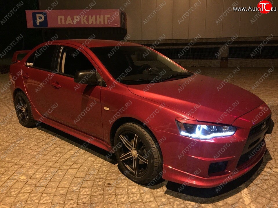 579 р. Реснички на фары Style Mitsubishi Lancer 10 седан дорестайлинг (2007-2010) (Неокрашенные)  с доставкой в г. Таганрог