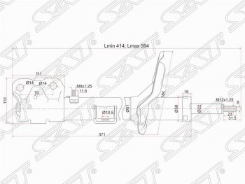 3 599 р. Левый амортизатор передний SAT  Mitsubishi Lancer  CY (2007-2017) седан дорестайлинг, хэтчбэк дорестайлинг, седан рестайлинг, хэтчбек 5 дв рестайлинг  с доставкой в г. Таганрог. Увеличить фотографию 1