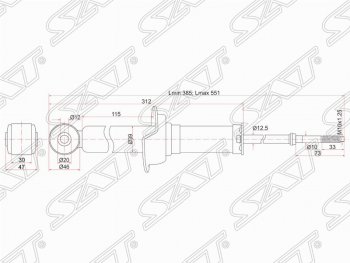 2 699 р. Амортизатор задний SAT (установка на левую или правую сторону) Mitsubishi Lancer 10 седан рестайлинг (2011-2017)  с доставкой в г. Таганрог. Увеличить фотографию 2