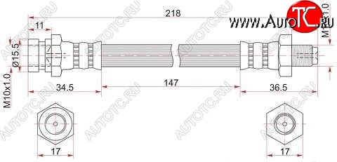 1 499 р. Тормозной шланг SAT (задний, LH=RH, пр-во Таиланд)  Mitsubishi Montero Sport  PA - Pajero ( 4 V90,  4 V80)  с доставкой в г. Таганрог