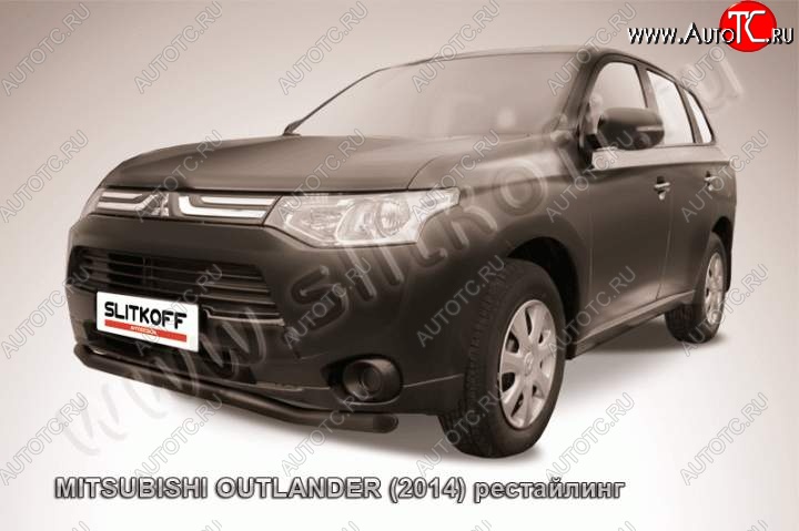 10 599 р. защита переднего бампера Slitkoff (57 мм)  Mitsubishi Outlander  GF (2014-2016) 1-ый рестайлинг (Цвет: серебристый)  с доставкой в г. Таганрог