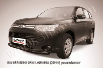 9 899 р. Защита переднего бампера Slitkoff (Ø57 и 42)  Mitsubishi Outlander  GF (2014-2016) 1-ый рестайлинг (Цвет: серебристый)  с доставкой в г. Таганрог. Увеличить фотографию 1