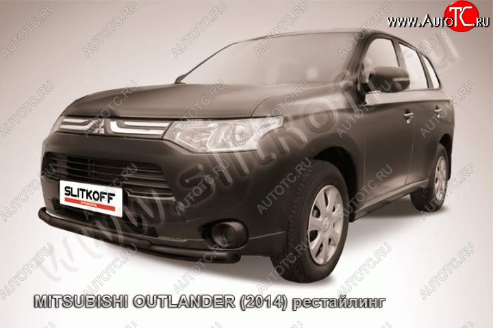 9 899 р. Защита переднего бампера Slitkoff (Ø57 и 42)  Mitsubishi Outlander  GF (2014-2016) 1-ый рестайлинг (Цвет: серебристый)  с доставкой в г. Таганрог