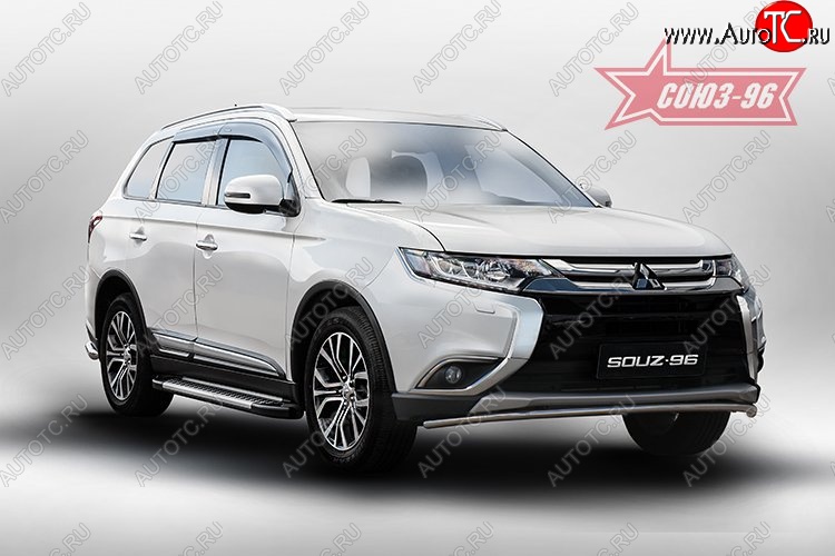 9 404 р. Защита переднего бампера Souz-96 (d42) Mitsubishi Outlander GF 2-ой рестайлинг (2015-2018)  с доставкой в г. Таганрог