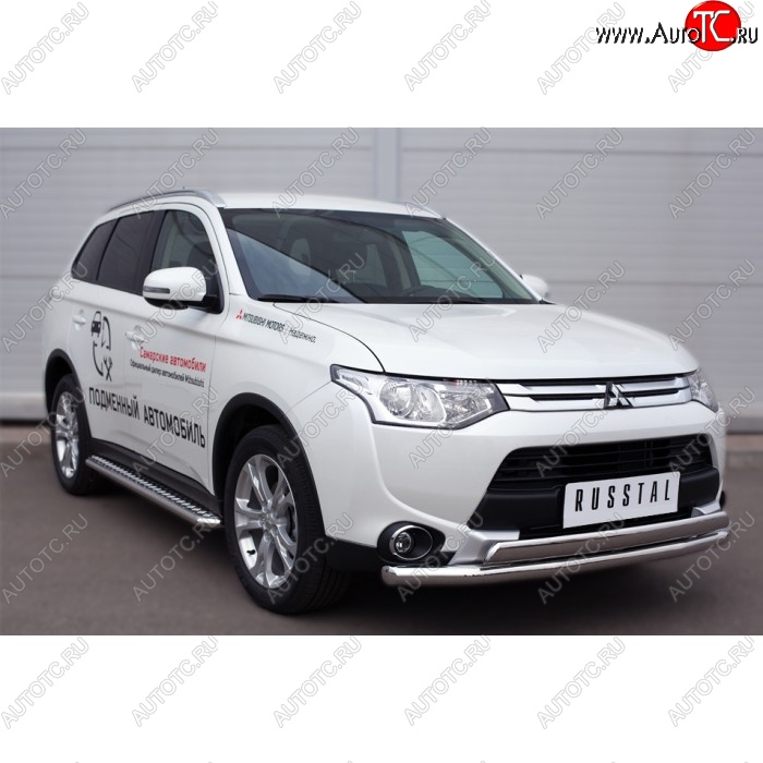 38 999 р. Широкая защита порогов с трубой диаметром 42 мм SLITKOFF v3 Mitsubishi Outlander GF 2-ой рестайлинг (2015-2018)  с доставкой в г. Таганрог