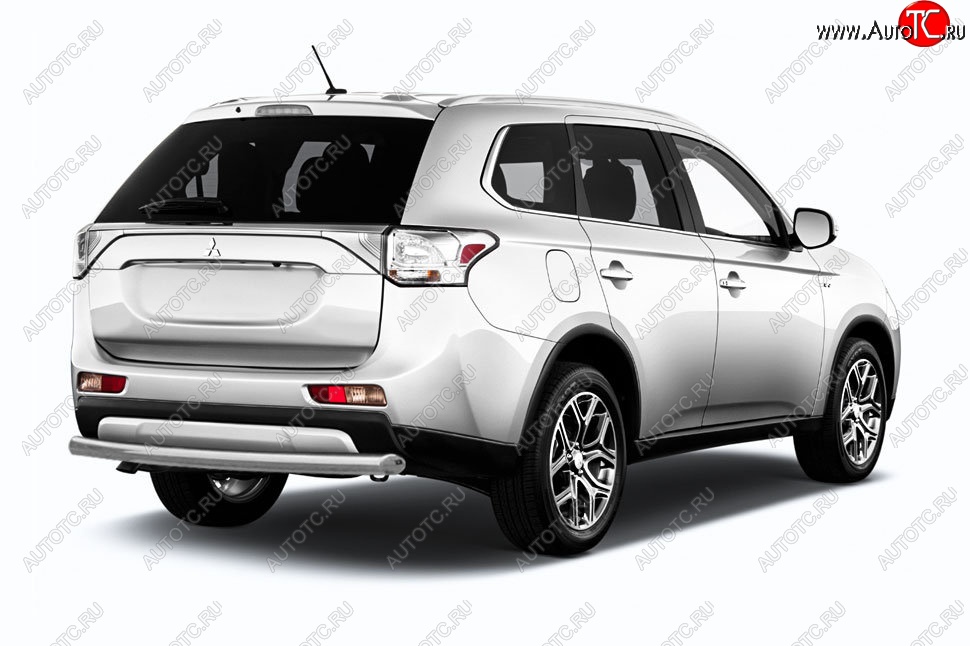 8 999 р. Защита заднего бампера Slitkoff (короткая, d57)  Mitsubishi Outlander  GF (2015-2018) 2-ой рестайлинг (Нержавейка, Полированная)  с доставкой в г. Таганрог