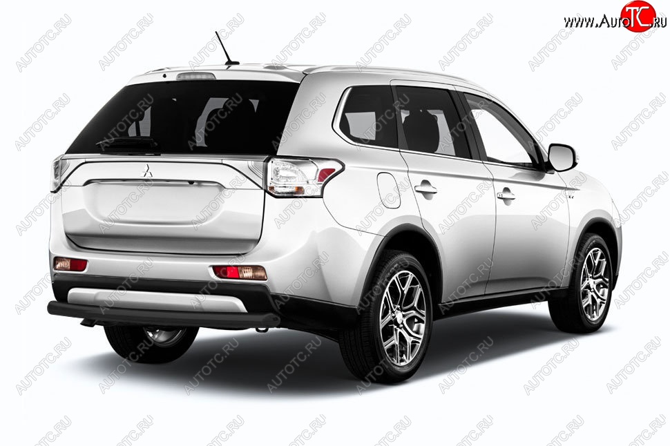 6 999 р. Защита заднего бампера Slitkoff (короткая, d57)  Mitsubishi Outlander  GF (2015-2018) 2-ой рестайлинг (Сталь с полимерным покрытием. Цвет: чёрный)  с доставкой в г. Таганрог