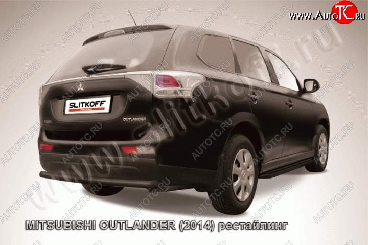 6 349 р. Защита задняя Slitkoff (57 мм)  Mitsubishi Outlander  GF (2014-2016) 1-ый рестайлинг (Цвет: серебристый)  с доставкой в г. Таганрог