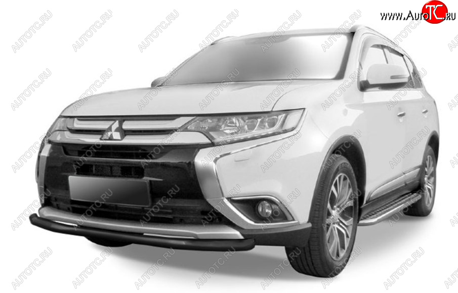 9 399 р. Защита переднего бампера Slitkoff (Ø 57 мм).  Mitsubishi Outlander  GF (2015-2018) 2-ой рестайлинг (Сталь с полимерным покрытием. Цвет: черный)  с доставкой в г. Таганрог