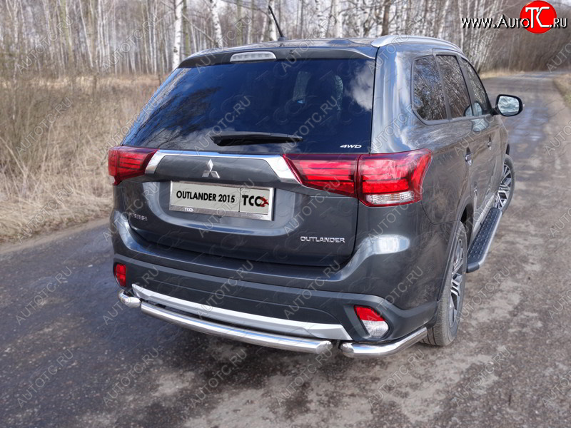 16 899 р. Защита заднего бампера (короткая) ТСС (нержавейка d 60,3 мм)  Mitsubishi Outlander  GF (2014-2018) 1-ый рестайлинг, 2-ой рестайлинг  с доставкой в г. Таганрог