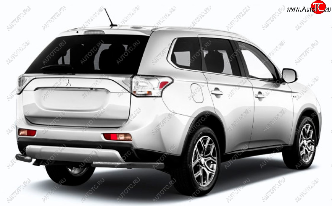 6 349 р. Защита заднего бампера Slitkoff (Ø 57 мм)  Mitsubishi Outlander  GF (2015-2018) 2-ой рестайлинг (Сталь с полимерным покрытием. Цвет: черный)  с доставкой в г. Таганрог