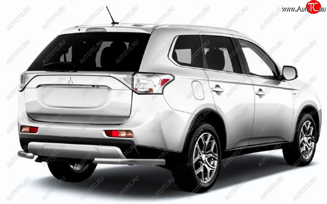 6 349 р. Защита заднего бампера Slitkoff (Ø 57 мм)  Mitsubishi Outlander  GF (2015-2018) 2-ой рестайлинг (Сталь с полимерным покрытием. Цвет: серебристый)  с доставкой в г. Таганрог