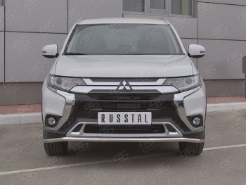 Защита переднего бампера (Ø42 мм, нержавейка) SLITKOFF Mitsubishi Outlander GF 3-ий рестайлинг (2018-2022)