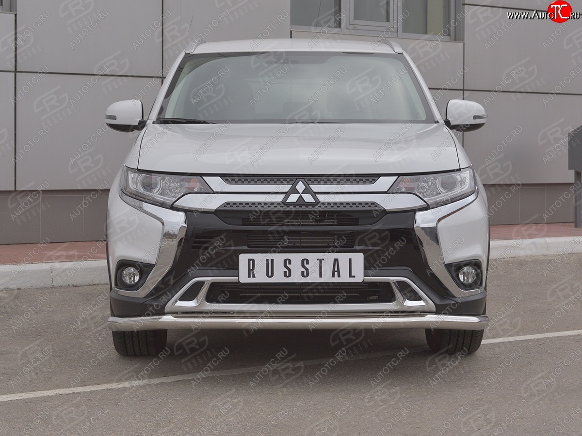 16 799 р. Защита переднего бампера (Ø 63 мм, нержавейка) SLITKOFF  Mitsubishi Outlander  GF (2018-2022) 3-ий рестайлинг  с доставкой в г. Таганрог