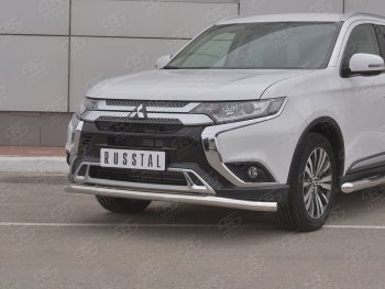 16 799 р. Защита переднего бампера (Ø 63 мм, нержавейка) SLITKOFF  Mitsubishi Outlander  GF (2018-2022) 3-ий рестайлинг  с доставкой в г. Таганрог. Увеличить фотографию 2